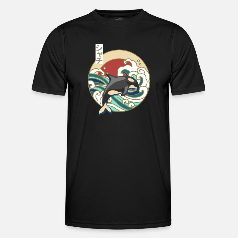 Retro Great Wave Japanese Killer Whale Orca - Men's Functional T-Shirt - black