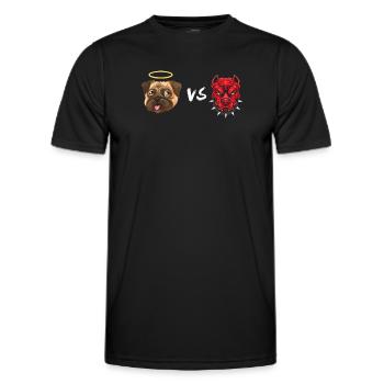 Angel Pug Dog Vs Devil Pitbull Dog T-Shirt - Men's Functional T-Shirt - black - Front - AI Model Male 178 dark (178cm)