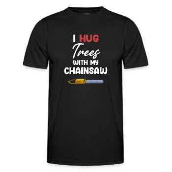 J’embrasse les arbres avec ma tronçonneuse plus drôle - T-shirt sport Homme - noir - Devant - AI Model Male 178 dark (178cm)