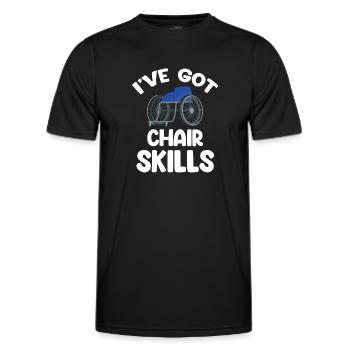 J’ai des compétences de chaise drôle paralympique - T-shirt sport Homme - noir - Devant - AI Model Male 178 dark (178cm)