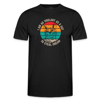 I'm as alert as a cat - Men's Functional T-Shirt - black - Front - AI Model Male 178 dark (178cm)