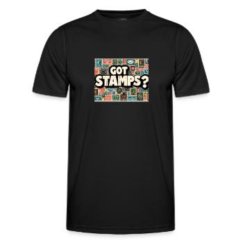 Stamp design for stamp collectors - Men's Functional T-Shirt - black - Front - AI Model Male 178 dark (178cm)