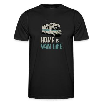 La maison est Vanlife Travelling RV - T-shirt sport Homme - noir - Devant - AI Model Male 178 dark (178cm)