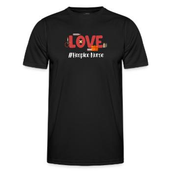 Love Hospice Nurse Geriatrics Stethoscope - Men's Functional T-Shirt - black - Front - AI Model Male 178 dark (178cm)