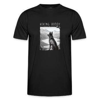 Hiking buddy in the form of your dog at the summit - Men's Functional T-Shirt - black - Front - AI Model Male 178 dark (178cm)