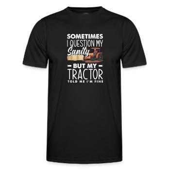 Sjov landmand gård landmand gave - Funktionsshirt til herrer - sort - Foran - AI Model Male 178 dark (178cm)