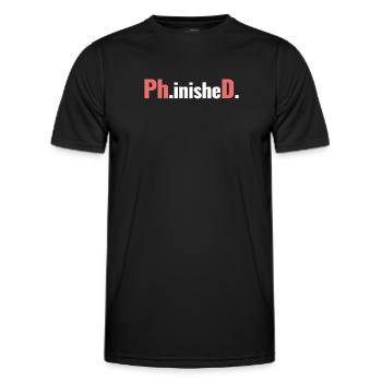 Ph.inished. Ph.d. Doktorat Master Bachelor - Männer Funktions-T-Shirt - Schwarz - Vorne - AI Model Male 178 dark (178cm)