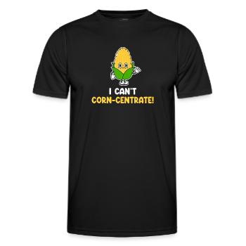 Ich Kann Mich Nicht Auf Mais Konzentrieren! - Männer Funktions-T-Shirt - Schwarz - Vorne - AI Model Male 178 dark (178cm)