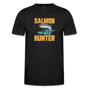 Salmon Fishing Salmon Angler - Men's Functional T-Shirt - black - Front - AI Model Male 178 dark (178cm)