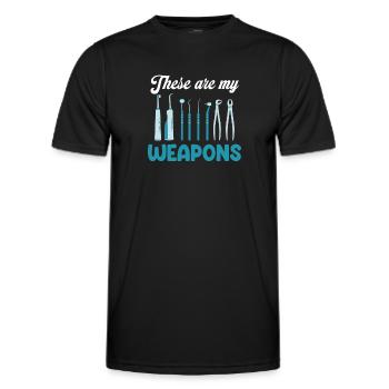 Das Sind Meine Waffen Lustige Dentalhygienikerin - Männer Funktions-T-Shirt - Schwarz - Vorne - AI Model Male 178 dark (178cm)