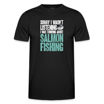 Salmon Fishing Salmon Angler - Men's Functional T-Shirt - black - Front - AI Model Male 178 dark (178cm)