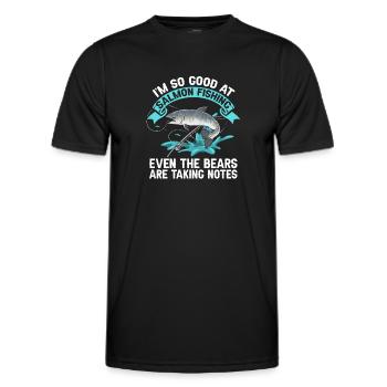 Salmon Fishing Salmon Angler - Men's Functional T-Shirt - black - Front - AI Model Male 178 dark (178cm)