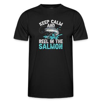 Salmon Fishing Salmon Angler - Men's Functional T-Shirt - black - Front - AI Model Male 178 dark (178cm)