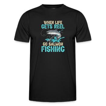 Salmon Fishing Salmon Angler - Men's Functional T-Shirt - black - Front - AI Model Male 178 dark (178cm)