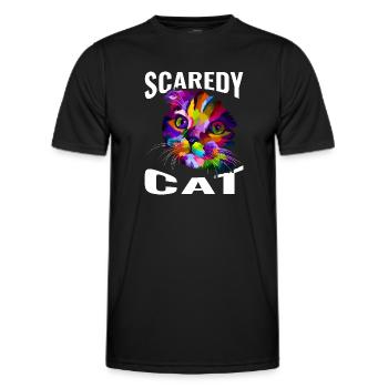 Chat effrayé - T-shirt sport Homme - noir - Devant - AI Model Male 178 dark (178cm)