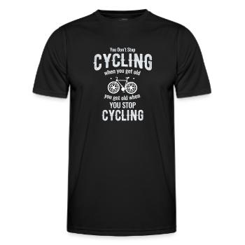 You don't stop cycling when you get old. - Men's Functional T-Shirt - black - Front - AI Model Male 178 dark (178cm)