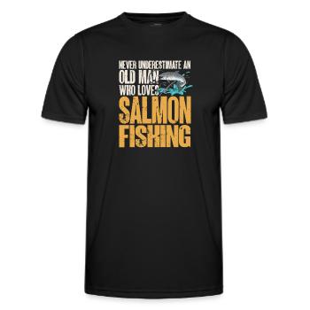 Salmon Fishing Salmon Angler - Men's Functional T-Shirt - black - Front - AI Model Male 178 dark (178cm)