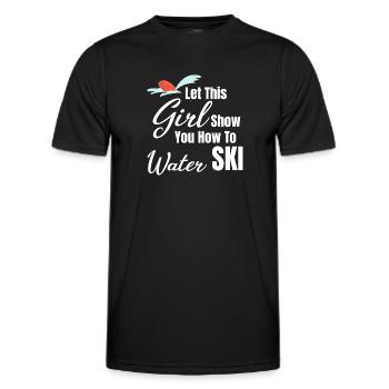 Let this girl show you how - Men's Functional T-Shirt - black - Front - AI Model Male 178 dark (178cm)