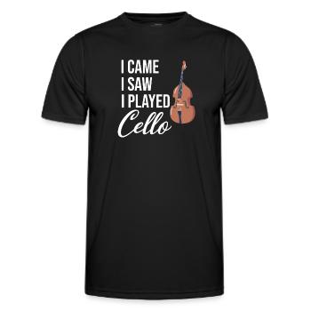 Je suis venu, j’ai vu que je jouais du violoncelle. - T-shirt sport Homme - noir - Devant - AI Model Male 178 dark (178cm)