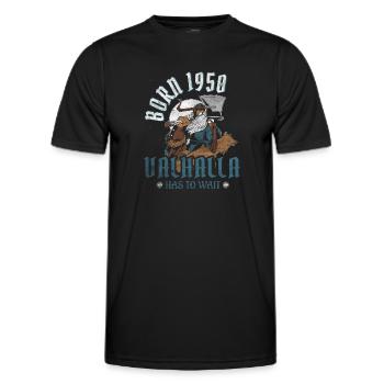 Odin's Sons Are Born 1950's Viking 74th Birthday - Men's Functional T-Shirt - black - Front - AI Model Male 178 dark (178cm)