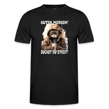 Lustiger Spruch, Guten Morgen? suchst du Streit? - Männer Funktions-T-Shirt - Schwarz - Vorne - AI Model Male 178 dark (178cm)
