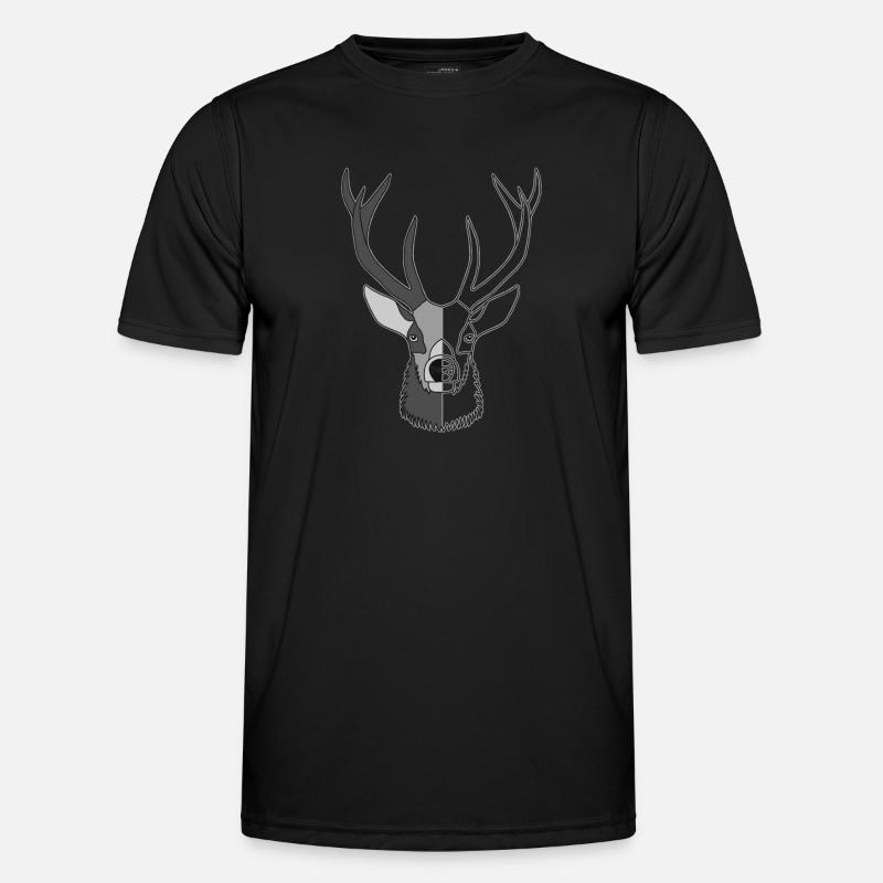 Rothirsch Geweih mit Hirschgeweih - Männer Funktions-T-Shirt - Schwarz