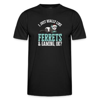 Furet, propriétaire de furet - T-shirt sport Homme - noir - Devant - AI Model Male 178 dark (178cm)
