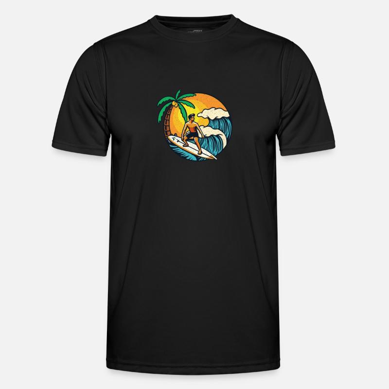 Surfer reitet ein Welle Männer Funktions-T-Shirt