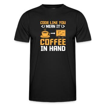 Coffee Coding Programmer Coder Developer Nerd Coff - Men's Functional T-Shirt - black - Front - AI Model Male 178 dark (178cm)