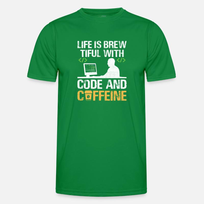 Coffee Coding Programmer Coder Developer Nerd Coff Men's Functional T-Shirt