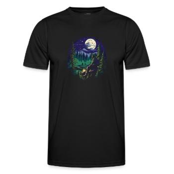 Hiking T for nature lovers and hiking fans Hiking - Men's Functional T-Shirt - black - Front - AI Model Male 178 dark (178cm)
