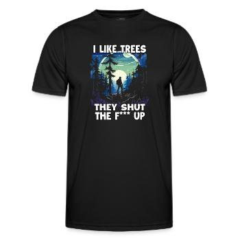 Funny hiking T for nature lovers as hiking - Men's Functional T-Shirt - black - Front - AI Model Male 178 dark (178cm)