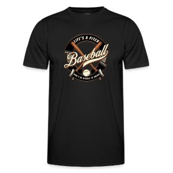 Baseball Life's a Pitch - Männer Funktions-T-Shirt - Schwarz - Vorne - AI Model Male 178 dark (178cm)