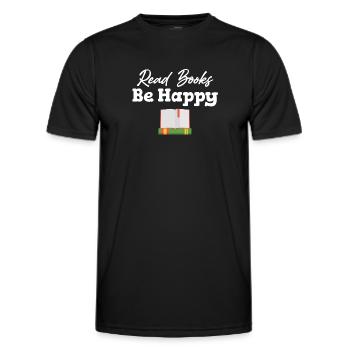 Reading Books Be Happy Bookworm Library - Men's Functional T-Shirt - black - Front - AI Model Male 178 dark (178cm)