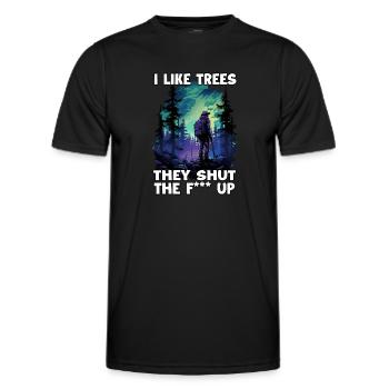 Forest lovers and trekking fans T for hiking - Men's Functional T-Shirt - black - Front - AI Model Male 178 dark (178cm)