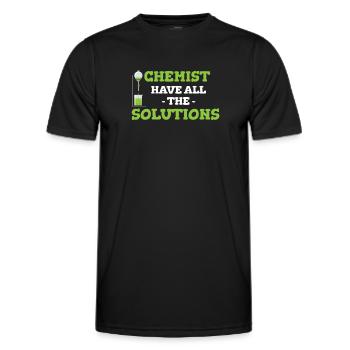 Les chimistes ont toutes les solutions physiques - T-shirt sport Homme - noir - Devant - AI Model Male 178 dark (178cm)