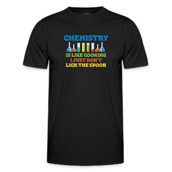La chimie, c’est comme la cuisine (il suffit de ne pas lécher la cuillère) - T-shirt sport Homme - noir - Devant - AI Model Male 178 dark (178cm)