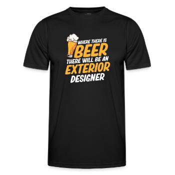 Where there's beer, there's also an exterior designer - Men's Functional T-Shirt - black - Front - AI Model Male 178 dark (178cm)