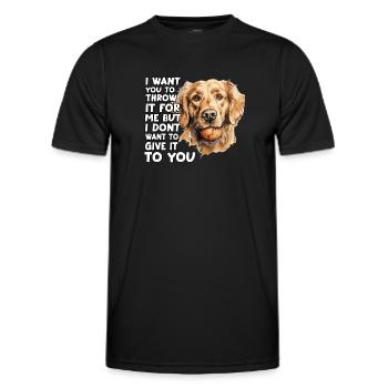 Golden Retriever Dog Owner T As Walk Outfit - Men's Functional T-Shirt - black - Front - AI Model Male 178 dark (178cm)