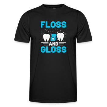 Soie Dentaire Et Gloss Dentiste Dentaire Denière Dentaire - T-shirt sport Homme - noir - Devant - AI Model Male 178 dark (178cm)