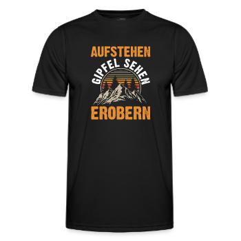 Bergsteiger Wandern Wanderer Klettern Bergsteigen - Männer Funktions-T-Shirt - Schwarz - Vorne - AI Model Male 178 dark (178cm)