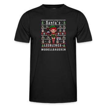 Ugly Christmas SANTA'S FAVORITE MODEL MAKER - Men's Functional T-Shirt - black - Front - AI Model Male 178 dark (178cm)