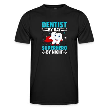 Dentiste Le jour Super-héros La nuit Dentisterie dentaire - T-shirt sport Homme - noir - Devant - AI Model Male 178 dark (178cm)
