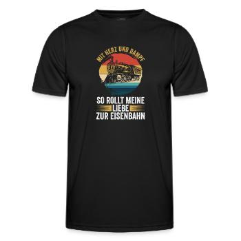 Model Railroad Model Train Train Railroad Railroad Railroad Railroad Model Train Model Train Model T - Men's Functional T-Shirt - black - Front - AI Model Male 178 dark (178cm)