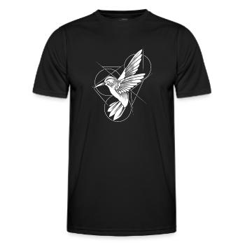 Kolibri Abstrakt Strichzeichnungen - Männer Funktions-T-Shirt - Schwarz - Vorne - AI Model Male 178 dark (178cm)