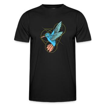 Colibri abstrait au trait - T-shirt sport Homme - noir - Devant - AI Model Male 178 dark (178cm)