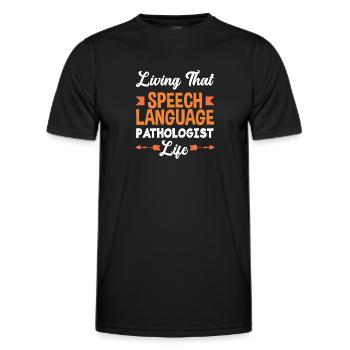 Speech therapist, speech therapist, speech therapist - Men's Functional T-Shirt - black - Front - AI Model Male 178 dark (178cm)