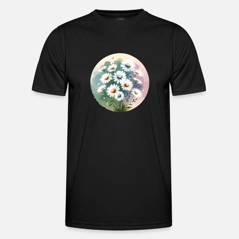 Gänseblümchen gezeichnet - Männer Funktions-T-Shirt - Schwarz
