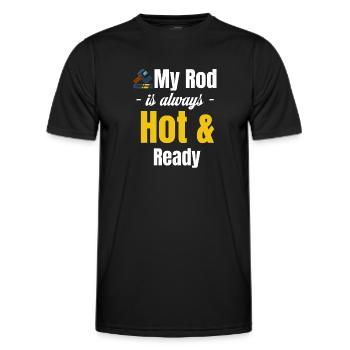 My staff is always hot and ready. Jollier - Men's Functional T-Shirt - black - Front - AI Model Male 178 dark (178cm)