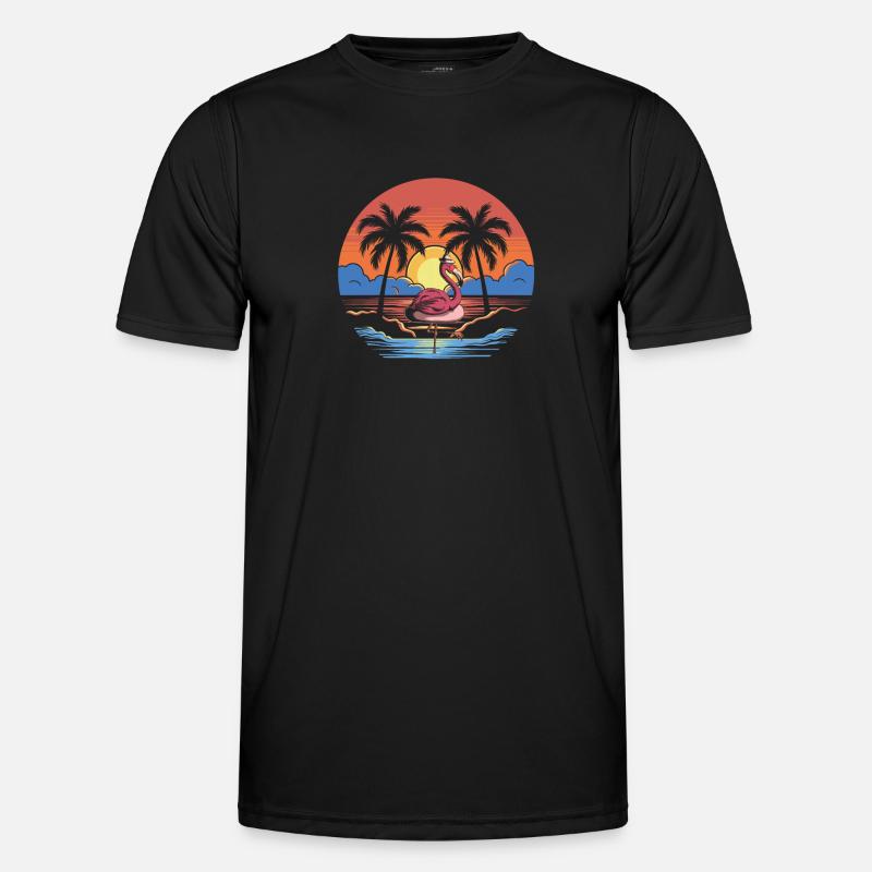 Flamingo - Männer Funktions-T-Shirt - Schwarz